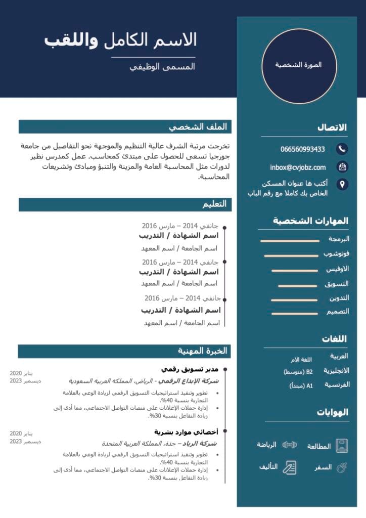 سيرة ذاتية احترافية word سيرة ذاتية احترافية بنظام ats سيرة ذاتية احترافية doc مجانية